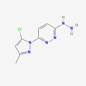 3(2H)-Pyridazinone, 6-(5-chloro-3-methyl-1H-pyrazol-1-yl)-, hydrazone