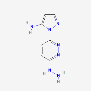 3(2H)-Pyridazinone, 6-(5-amino-1H-pyrazol-1-yl)-, hydrazone