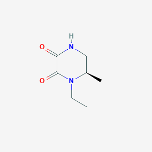 molecular formula C7H12N2O2 B3357257 (6R)-1-Ethyl-6-methylpiperazine-2,3-dione CAS No. 71754-90-0