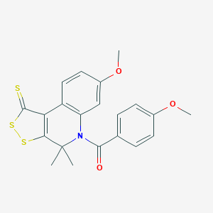 molecular formula C21H19NO3S3 B335731 7-methoxy-5-(4-methoxybenzoyl)-4,4-dimethyl-4,5-dihydro-1H-[1,2]dithiolo[3,4-c]quinoline-1-thione 