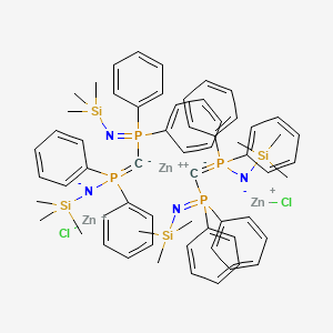 Chlorozinc(1+) zinc 5,5-dimethyl-1,1,3,3-tetraphenyl-N-(trimethylsilyl)-4-aza-1lambda~5~,3lambda~5~-diphospha-5-silahexa-1,3-dien-2-id-1-aminide (2/1/2)