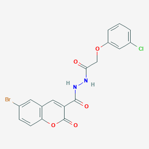 molecular formula C18H12BrClN2O5 B335736 6-bromo-N'-[(3-chlorophenoxy)acetyl]-2-oxo-2H-chromene-3-carbohydrazide 