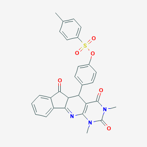 molecular formula C29H23N3O6S B335738 4-(1,3-dimethyl-2,4,6-trioxo-2,3,4,5,5a,6-hexahydro-1H-indeno[2',1':5,6]pyrido[2,3-d]pyrimidin-5-yl)phenyl 4-methylbenzenesulfonate 
