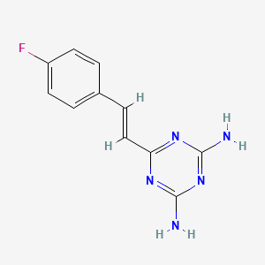 molecular formula C11H10FN5 B3357383 6-[(E)-2-(4-fluorophenyl)ethenyl]-1,3,5-triazine-2,4-diamine CAS No. 726-33-0