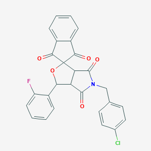 molecular formula C27H17ClFNO5 B335739 5-(4-chlorobenzyl)-3-(2-fluorophenyl)-3a,6a-dihydrospiro[furo[3,4-c]pyrrole-1,2'-indene]-1',3',4,6(3H,5H)-tetrone 