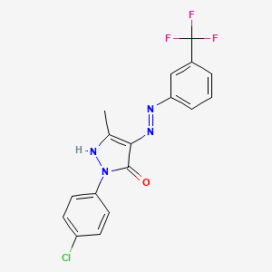molecular formula C17H12ClF3N4O B3357394 2-(4-Chlorophenyl)-5-methyl-4-[[3-(trifluoromethyl)phenyl]diazenyl]-1H-pyrazol-3-one CAS No. 72730-91-7