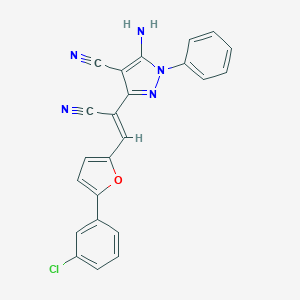 molecular formula C23H14ClN5O B335740 5-amino-3-(2-(5-(3-chlorophenyl)furan-2-yl)-1-cyanovinyl)-1-phenyl-1H-pyrazole-4-carbonitrile 