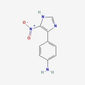 molecular formula C9H8N4O2 B3357407 Benzenamine, 4-(5-nitro-1H-imidazol-4-yl)- CAS No. 72798-75-5