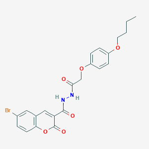 molecular formula C22H21BrN2O6 B335745 6-bromo-N'-[(4-butoxyphenoxy)acetyl]-2-oxo-2H-chromene-3-carbohydrazide 