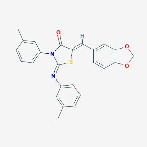 molecular formula C25H20N2O3S B335746 5-(1,3-Benzodioxol-5-ylmethylene)-3-(3-methylphenyl)-2-[(3-methylphenyl)imino]-1,3-thiazolidin-4-one 