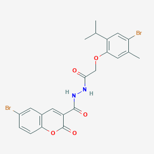 molecular formula C22H20Br2N2O5 B335752 6-bromo-N'-[(4-bromo-2-isopropyl-5-methylphenoxy)acetyl]-2-oxo-2H-chromene-3-carbohydrazide 
