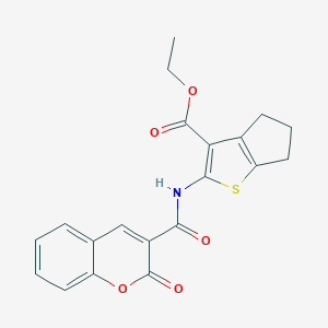 molecular formula C20H17NO5S B335754 ethyl 2-{[(2-oxo-2H-chromen-3-yl)carbonyl]amino}-5,6-dihydro-4H-cyclopenta[b]thiophene-3-carboxylate 