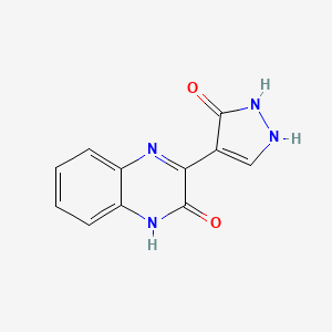 molecular formula C11H8N4O2 B3357541 3-(3-Oxo-2,3-dihydro-1H-pyrazol-4-yl)quinoxalin-2(1H)-one CAS No. 73894-33-4