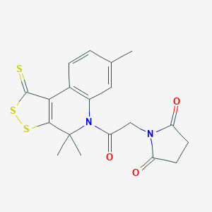 molecular formula C19H18N2O3S3 B335756 1-[2-oxo-2-(4,4,7-trimethyl-1-thioxo-1,4-dihydro-5H-[1,2]dithiolo[3,4-c]quinolin-5-yl)ethyl]-2,5-pyrrolidinedione 