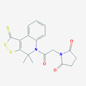 molecular formula C18H16N2O3S3 B335758 1-[2-(4,4-dimethyl-1-thioxo-1,4-dihydro-5H-[1,2]dithiolo[3,4-c]quinolin-5-yl)-2-oxoethyl]pyrrolidine-2,5-dione 