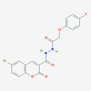 molecular formula C18H12BrFN2O5 B335759 6-bromo-N'-[(4-fluorophenoxy)acetyl]-2-oxo-2H-chromene-3-carbohydrazide 