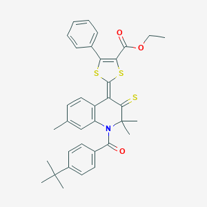 molecular formula C35H35NO3S3 B335761 ethyl 2-(1-(4-tert-butylbenzoyl)-2,2,7-trimethyl-3-thioxo-2,3-dihydro-4(1H)-quinolinylidene)-5-phenyl-1,3-dithiole-4-carboxylate 