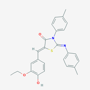 molecular formula C26H24N2O3S B335764 5-(3-Ethoxy-4-hydroxybenzylidene)-3-(4-methylphenyl)-2-[(4-methylphenyl)imino]-1,3-thiazolidin-4-one 
