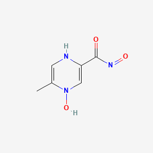 molecular formula C6H7N3O3 B3357655 4-Hydroxy-5-methyl-N-oxo-1,4-dihydropyrazine-2-carboxamide CAS No. 74416-27-6