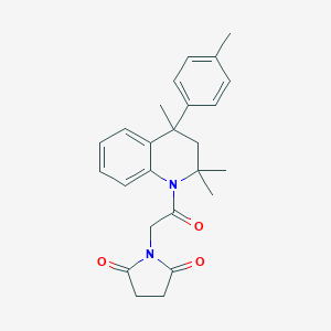 molecular formula C25H28N2O3 B335766 1-{2-oxo-2-[2,2,4-trimethyl-4-(4-methylphenyl)-3,4-dihydroquinolin-1(2H)-yl]ethyl}pyrrolidine-2,5-dione 