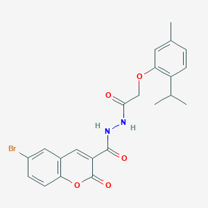 molecular formula C22H21BrN2O5 B335771 6-bromo-N'-[(2-isopropyl-5-methylphenoxy)acetyl]-2-oxo-2H-chromene-3-carbohydrazide 