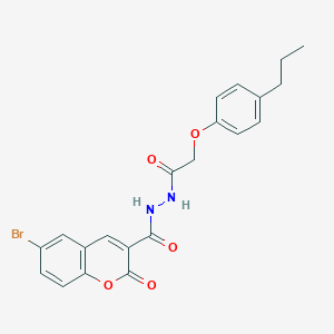 molecular formula C21H19BrN2O5 B335772 6-bromo-2-oxo-N'-[(4-propylphenoxy)acetyl]-2H-chromene-3-carbohydrazide 