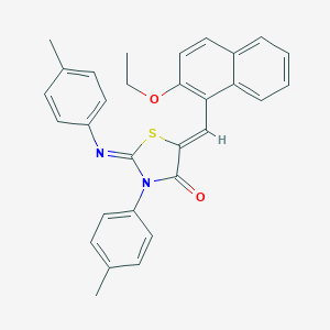 molecular formula C30H26N2O2S B335775 5-[(2-Ethoxy-1-naphthyl)methylene]-3-(4-methylphenyl)-2-[(4-methylphenyl)imino]-1,3-thiazolidin-4-one 