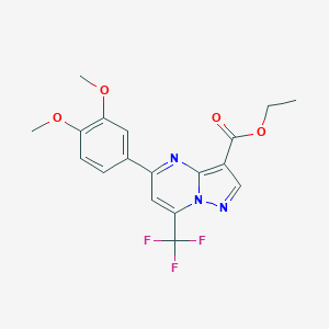 molecular formula C18H16F3N3O4 B335778 Ethyl 5-(3,4-dimethoxyphenyl)-7-(trifluoromethyl)pyrazolo[1,5-a]pyrimidine-3-carboxylate 
