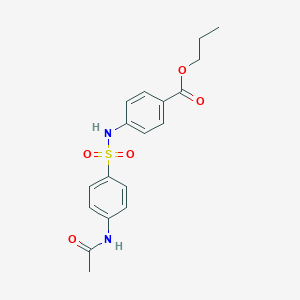 molecular formula C18H20N2O5S B335781 Propyl 4-({[4-(acetylamino)phenyl]sulfonyl}amino)benzoate 