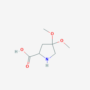 molecular formula C7H13NO4 B3357834 4,4-Dimethoxypyrrolidine-2-carboxylic acid CAS No. 75776-56-6