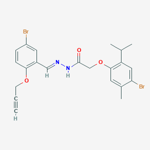 molecular formula C22H22Br2N2O3 B335814 2-(4-bromo-2-isopropyl-5-methylphenoxy)-N'-[5-bromo-2-(2-propynyloxy)benzylidene]acetohydrazide 