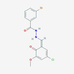 3-bromo-N'-[(Z)-(3-chloro-5-methoxy-6-oxocyclohexa-2,4-dien-1-ylidene)methyl]benzohydrazide