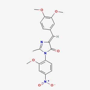 4H-Imidazol-4-one, 3,5-dihydro-5-((3,4-dimethoxyphenyl)methylene)-3-(2-methoxy-4-nitrophenyl)-2-methyl-