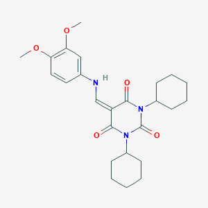 molecular formula C25H33N3O5 B335840 1,3-dicyclohexyl-5-[(3,4-dimethoxyanilino)methylidene]-1,3-diazinane-2,4,6-trione 
