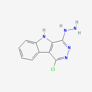 molecular formula C10H8ClN5 B3358566 4H-Pyridazino(4,5-b)indol-4-one, 3,5-dihydro-1-chloro-, hydrazone CAS No. 80985-58-6