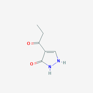 molecular formula C6H8N2O2 B3358806 4-Propanoyl-1,2-dihydro-3H-pyrazol-3-one CAS No. 821016-39-1