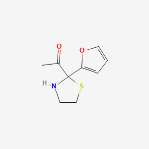 molecular formula C9H11NO2S B3358851 1-[2-(Furan-2-yl)-1,3-thiazolidin-2-yl]ethan-1-one CAS No. 824969-44-0