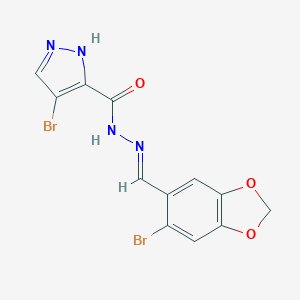 molecular formula C12H8Br2N4O3 B335886 4-bromo-N'-[(6-bromo-1,3-benzodioxol-5-yl)methylene]-1H-pyrazole-5-carbohydrazide 