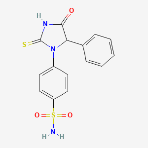 molecular formula C15H13N3O3S2 B3358898 4-(4-Oxo-5-phenyl-2-sulfanylideneimidazolidin-1-yl)benzene-1-sulfonamide CAS No. 827622-80-0