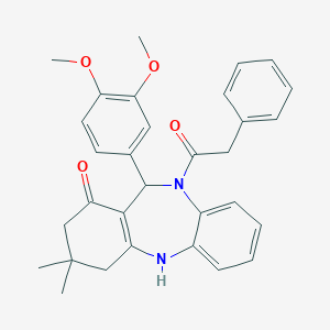 11-(3,4-dimethoxyphenyl)-3,3-dimethyl-10-(phenylacetyl)-2,3,4,5,10,11-hexahydro-1H-dibenzo[b,e][1,4]diazepin-1-one