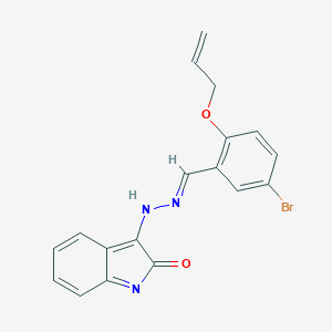molecular formula C18H14BrN3O2 B335913 3-[(2E)-2-[(5-bromo-2-prop-2-enoxyphenyl)methylidene]hydrazinyl]indol-2-one 