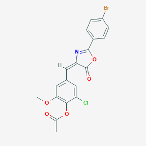 4-[(2-(4-bromophenyl)-5-oxo-1,3-oxazol-4(5H)-ylidene)methyl]-2-chloro-6-methoxyphenyl acetate