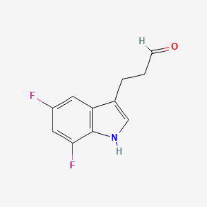 molecular formula C11H9F2NO B3359195 3-(5,7-difluoro-1H-indol-3-yl)propanal CAS No. 843653-02-1