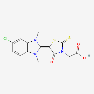 molecular formula C14H12ClN3O3S2 B3359247 5-(5-Chloro-1,3-dihydro-1,3-dimethyl-2H-benzimidazol-2-ylidene)-4-oxo-2-thioxothiazolidin-3-acetic acid CAS No. 84696-95-7