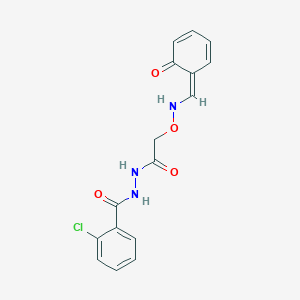 2-chloro-N'-[2-[[(Z)-(6-oxocyclohexa-2,4-dien-1-ylidene)methyl]amino]oxyacetyl]benzohydrazide