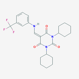 molecular formula C24H28F3N3O3 B335934 1,3-dicyclohexyl-5-[[3-(trifluoromethyl)anilino]methylidene]-1,3-diazinane-2,4,6-trione 