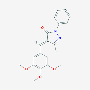 molecular formula C20H20N2O4 B335939 5-methyl-2-phenyl-4-(3,4,5-trimethoxybenzylidene)-2,4-dihydro-3H-pyrazol-3-one 