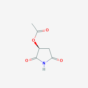 molecular formula C6H7NO4 B3359402 2,5-Pyrrolidinedione, 3-(acetyloxy)-, (3S)- CAS No. 85319-59-1