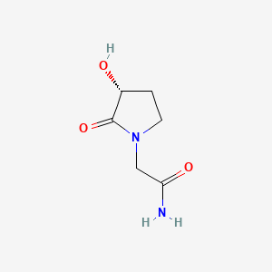 molecular formula C6H10N2O3 B3359403 1-Pyrrolidineacetamide, 3-hydroxy-2-oxo-, (R)- CAS No. 85348-47-6
