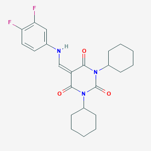 molecular formula C23H27F2N3O3 B335941 1,3-dicyclohexyl-5-[(3,4-difluoroanilino)methylidene]-1,3-diazinane-2,4,6-trione 
